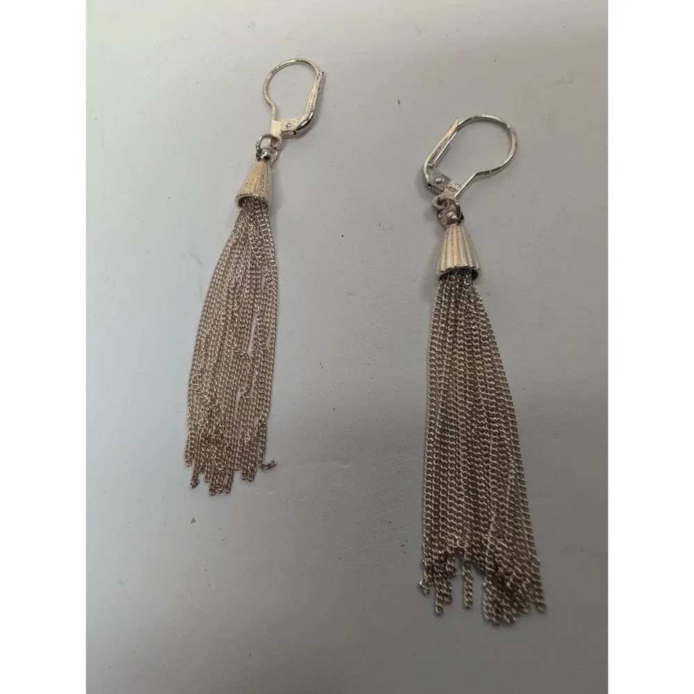 925 Sterling Silver Dangle Tassel Earrings